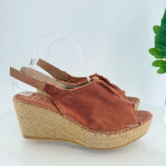 Toni Pons Womens Lugano Espadrille Sandals Platform Wedge Orange Canvas 41 10 US - Picture 3 of 16